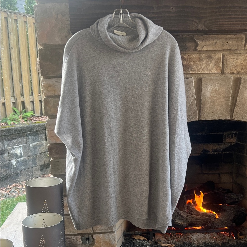 Garnet Hill Gray Cowl Neck Cashmere Sweater